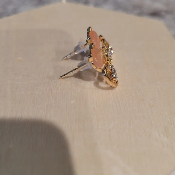 Pink Opal Rhinestone Gold Cat Earrings ✨️ - Picture 5 of 9